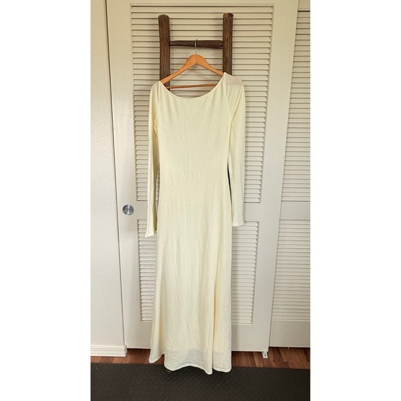 Princess Polly Long Sleeve Maxi Dress Open Back Cream Evening Gown  size 12 - Picture 1 of 4
